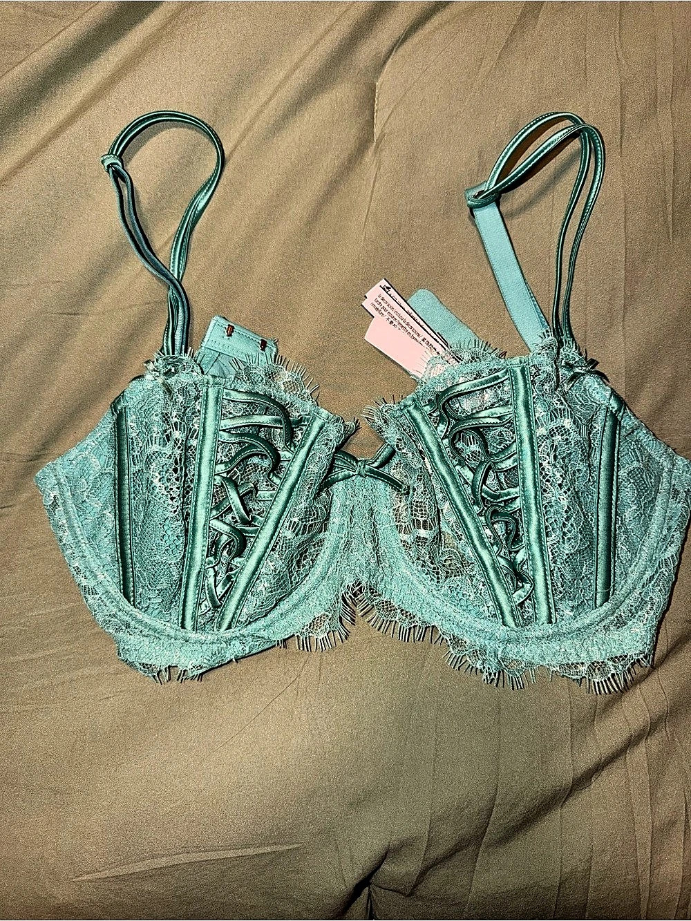 Victoria's Secret Dream Angels Unlined Lace-Up Corset Top Blue